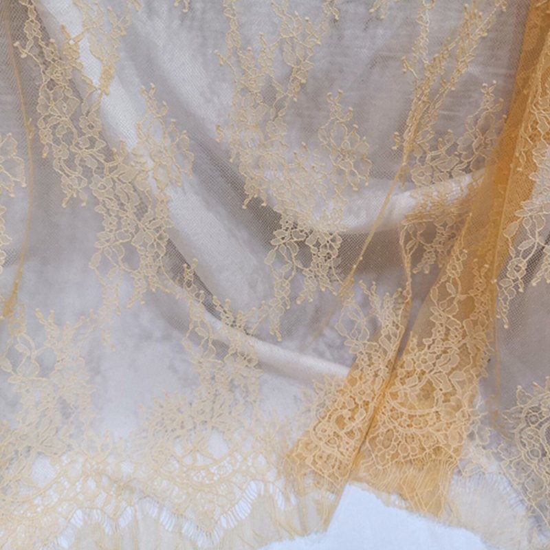 Semi-Sheer Eyelash Placement Lace Fabric for Women's Wear Wholesale Su 5